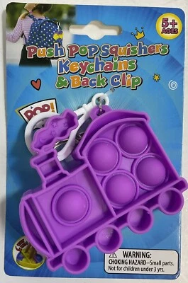 Llavero y clip trasero Push Pop Squishers tren púrpura inquieto juguete sensorial OldGnu Foto 1 de 4