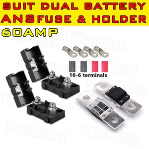 60A MIDI ANS FUSIBLES + SOPORTES TERMINALES DE CABLE PARA DOBLE BATERÍA O PERNO SOLAR DOW - Imagen 1 de 4