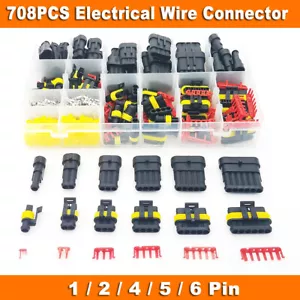 708pcs Kit Spina Auto Impermeabile 1-6pin Cavo Elettrico Connettori Spina Set - Foto 1 di 12