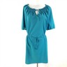 Ann Taylor LOFT Women's Dress Size Medium Teal Blue 3/4 Sleeves Elastic Waist G6