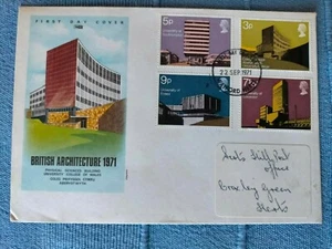 1971 Sep BRITISH ARCHITECTURE FDC Postmark FDI Watford Herts - Picture 1 of 2