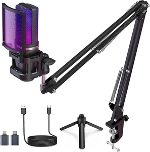Zealsound Gaming USB Microphone,Noise Cancellation Condenser Mic,Rgb Microphone - Picture 1 of 7