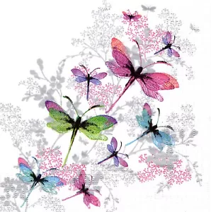 Full package of (20) Paper Lunch Napkins - Dragonfly Groove insects colorful - Picture 1 of 1