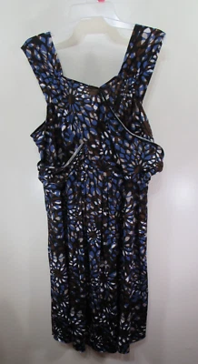 Tessuto Dress Size 2X Blue Brown White Pull Over Straps Wrap Front - Image 1 of 4