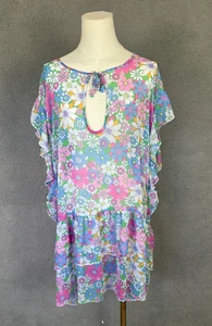 Jessica Simpson Women's Crazy Daisy Waist Frill Cover up XL Multi Floral NWT's. - Picture 1 of 9