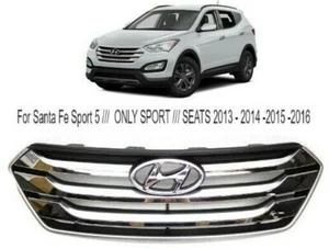 Grille For Santa Fe Sport Upper CHROME Grille Radiator Grill Center 2013 - 2016 - Picture 1 of 12