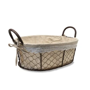 Draht Brotkorb mit Textilfutter, Hägelborte auch für Obst oder Süssigkeiten - Bild 1 von 1