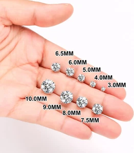 Orecchini Borchie Posteriore Moissanite Vite Oro 18K Vermeil Certificati GRA, da 20 carati a 6 carati - Foto 1 di 24