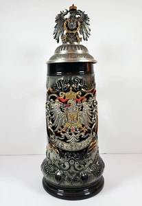Old Germany Pewter Coat of Arms Black Beer Stein 0.5L Ltd Ed #496 Hand painted - Picture 1 of 15