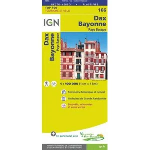 France Dax, Bayonne, Pays Basque map 166 IGN TOP100 1:100K road, hiking, cycling - Bild 1 von 2