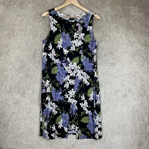 J Jill Wearever Dress Womens Small Black Floral Sleeveless Stretch Shift- 3521 - Picture 1 of 10