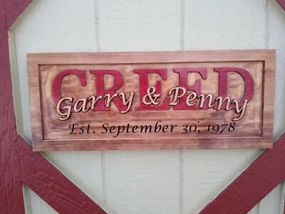 Personalized Family Last Name Sign Custom Carved Wood Plaque Wedding Gift SL102 - Image 1 of 4