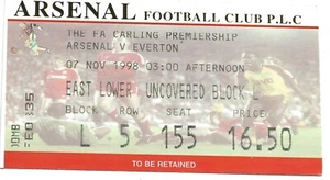 ARSENAL V EVERTON ~ 7 NOVEMBER 1998 ~ MATCH TICKET STUB - Picture 1 of 1