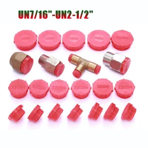 Red Plastic Protective Plugs with UNF Threads UN7/16"-UN2-1/2" End Cap Cover - Picture 1 of 9