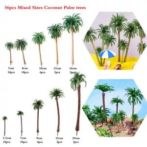 56pcs Mixed Sizes Model Coconut Palm Trees DIY Diorama Park Landscape Scenery - Picture 1 of 20