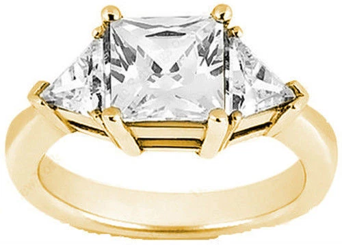 Anillo de oro amarillo de 14k con 2 billones de diamantes talla princesa en total de 2,63 quilates Foto 1 de 1
