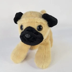 2020 Aurora Playful Pug Puppy Dog Plush Stuffed Animal Toy 8" Tan Black Toy - Picture 1 of 12