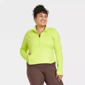 Women's 1/2 Zip Jacket - Lime Green 3x Plus Size Brand New W Tag Athletic Wear - Picture 1 of 1