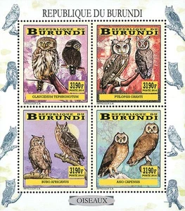 Burundi 2014 Perf. Fauna & Flora: Vögel Eulen Blatt Nr. 3353 - 3356 BL 403 - 4 - Bild 1 von 1