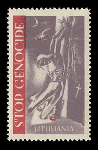 1953, STOP (COMMUNIST) GENOCIDE IN LITHUANIA POSTER STAMP - Picture 1 of 2