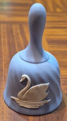 Wedgewood England Blue Porcelain Jasperware Bell White Swan And Snowflake - Image 1 of 4