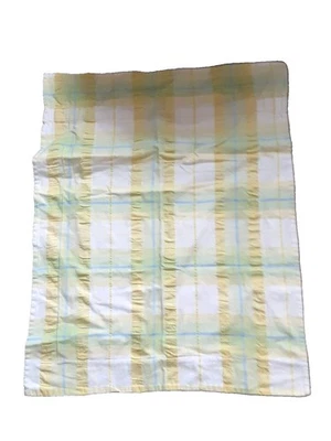 Vintage único amarillo verde cuadros seersucker estándar farsa verano Foto 1 de 4