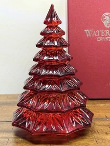 WATERFORD Crystal Christmas 6 1/2” Large Solid Ruby Red Tree W/Box #145996 #2 - Picture 1 of 14