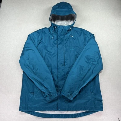 L.L.Bean Trail Model Rain Jacket Mens L Blue Hooded Ripstop Nylon Windbreaker - Image 1 of 4