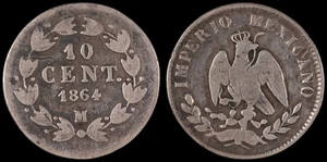 México - 10 Centavos - 1864 (M) Imperio de Maximiliano - Imagen 1 de 5