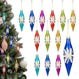 Vintage Weihnachtsschmuck - 12 Stück buntes Glas mundgeblasen Retro Han... - Bild 1 von 7