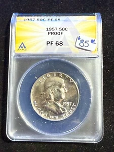 1957 FRANKLIN HALF DOLLAR ANACS PF 68 - Picture 1 of 4