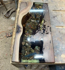 Made To Order Epoxy Resin Art Live Edge Coffee Table Top Custom Dinning Hall - Picture 1 of 5