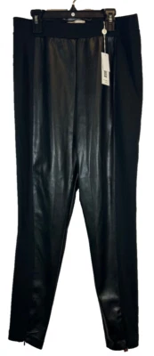 NUEVO Leggings Elie Tahari L Cintura Alta Imitación Cuero Panel Frontal Negros $275 A39 Foto 1 de 4