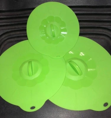 Juego de 3 tazones y tazones de silicona reutilizables de grado alimenticio cubierta de alimentos Foto 1 de 4