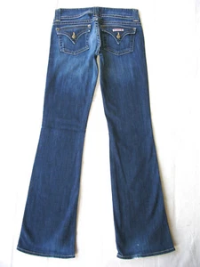 Hudson Signature Bootcut Jean Wm Sz 27 Dark Blue Distressed+Stretch+Flaps L32.75 - Picture 1 of 9
