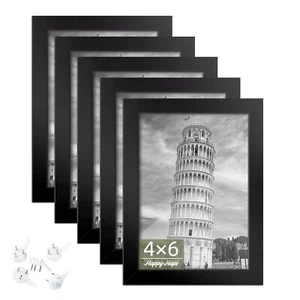 4X6 Picture Frame Set of 5 Photo Frames for 4X6 Pictures Wall Gallery Black 4X6 - Picture 1 of 9