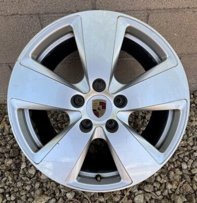 2019 2020 Porsche Cayenne Wheel 67565 19x9.5 Silver 5 Spoke Rear OE 9Y0601025AS  - Image 1 of 4