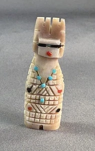 Zuni Carved Antler Tiny Corn Maiden Fetish with Inlays by Carl Etsate, NEW - Picture 1 of 4