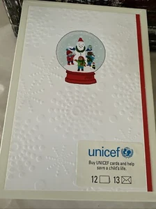 Unicef USA 12 Christmas Cards Snowman Snow Globe W/Envelopes New - Picture 1 of 3