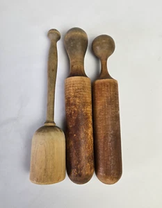 Primitive Wooden Kitchen Tools Early Masher And Pestals 11" Country Farmhouse - Picture 1 of 8