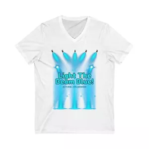 Camiseta Light The Beam Blue, Autism Awareness manga corta cuello en V - Imagen 1 de 9