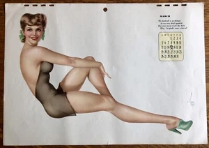 *De colección* VARGA Pin-up Girl MARZO 1944 PÁGINA CALENDARIO Lencería Escasa ESQUIRE - Imagen 1 de 1