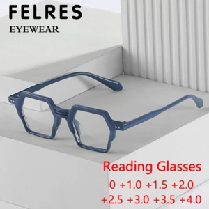 Hombres Mujeres Polígono Azul Bloqueo de Luz Gafas de Lectura Lectores Presbicios Clásicos - Imagen 1 de 21