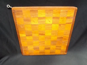 Vintage Folk Art Wooden Chess Checkerboard with Eye Hook - Picture 1 of 21