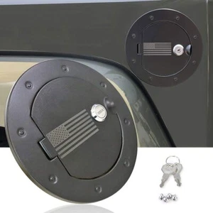 Cubierta de tapa de tanque de gasolina de puerta de llenado de combustible con bloqueo de aluminio para Jeep Wrangler JK 07-17 - Imagen 1 de 8