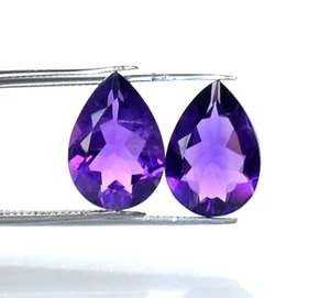 Zertifizierter natürlicher Amethyst Birnenschliff Paar 13x9 mm 6,16 cts facettierter loser Edelstein - Bild 1 von 8