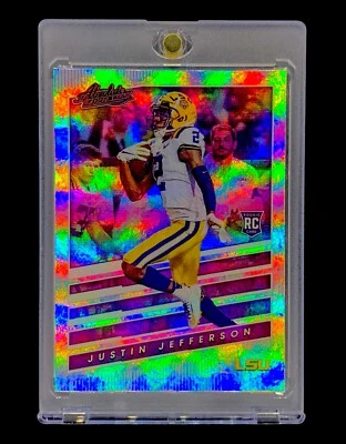 JUSTIN JEFFERSON ROOKIE REFRACTOR Silver Holo Rainbow Foil Base Absolute 2020 - Image 1 of 4