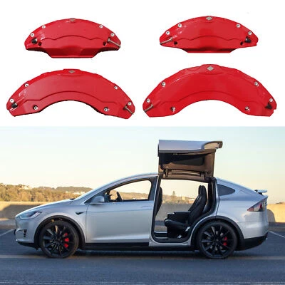 4pcs/set Brake Caliper Covers for Tesla Model X S Front Rear Wheels 2023-2026 - Image 1 of 4