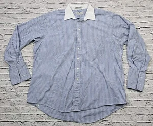 Aquascutum of London Shirt Blue White 80s Two Ply Cuff Sleeves MENS 17.5 - 35 - Picture 1 of 10