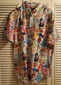 RSVLTS DISNEY 100 "Drawn To Life" CAMICIA KUNUFLEX MANICA CORTA CON BOTTONI TAGLIA L - Foto 1 di 2